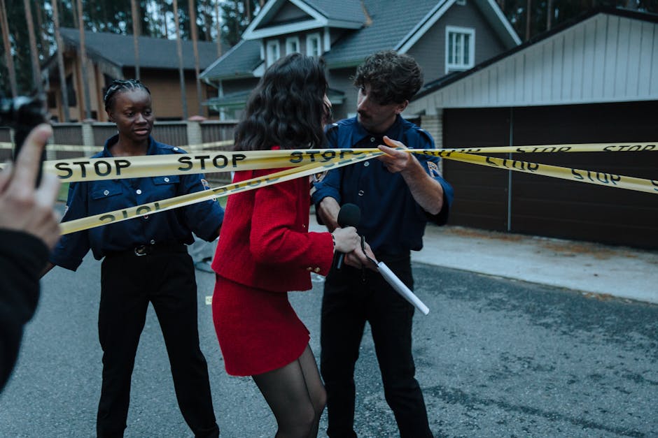 açık hava, barikat bandı, basın içeren Ücretsiz stok fotoğraf