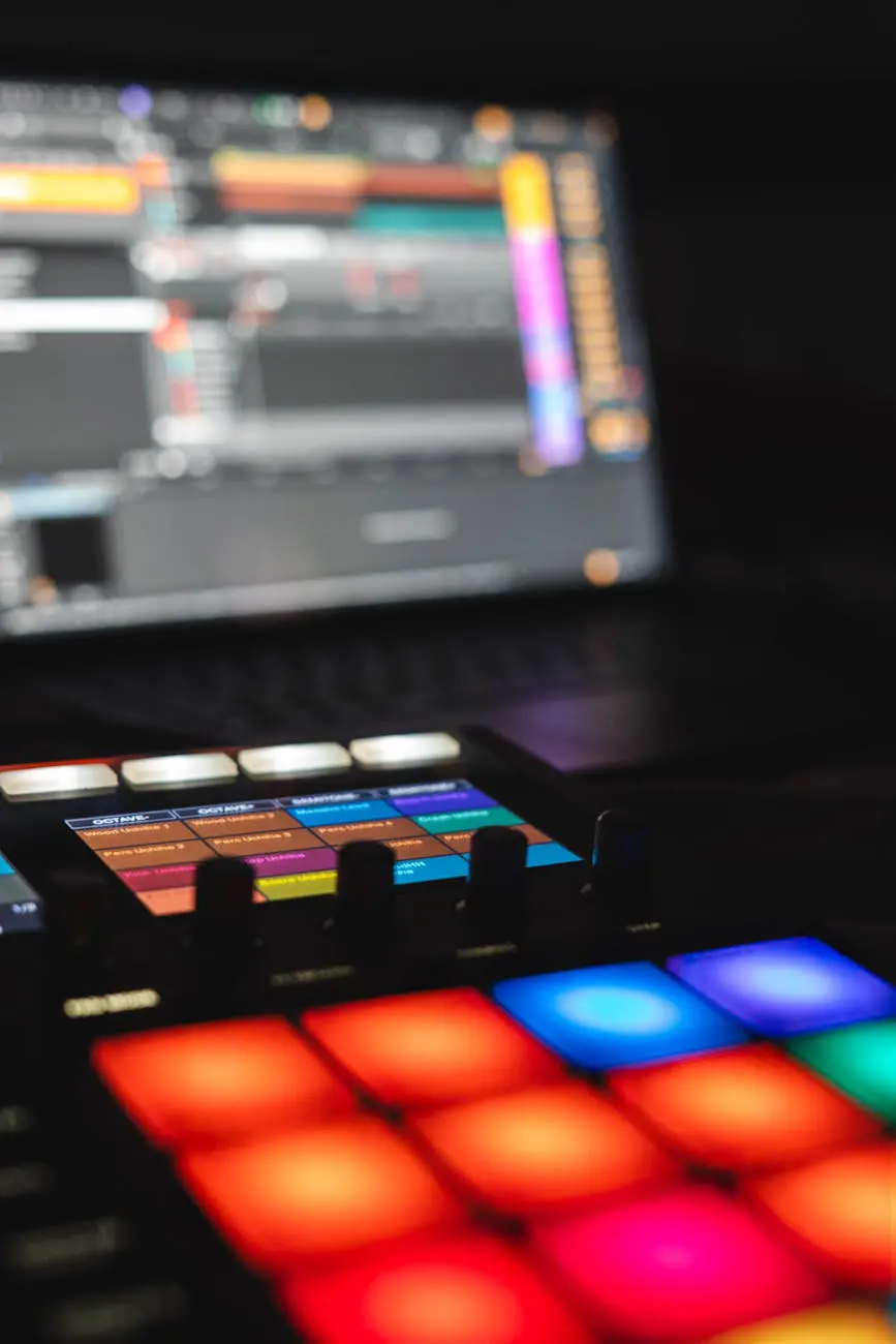 AI music creation - digital audio production studio with illuminated pads