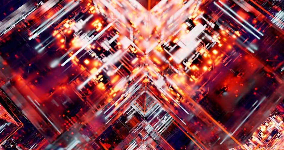 Fütüristik devreleri ve teknolojiyi tasvir eden renkli dijital soyut sanat.